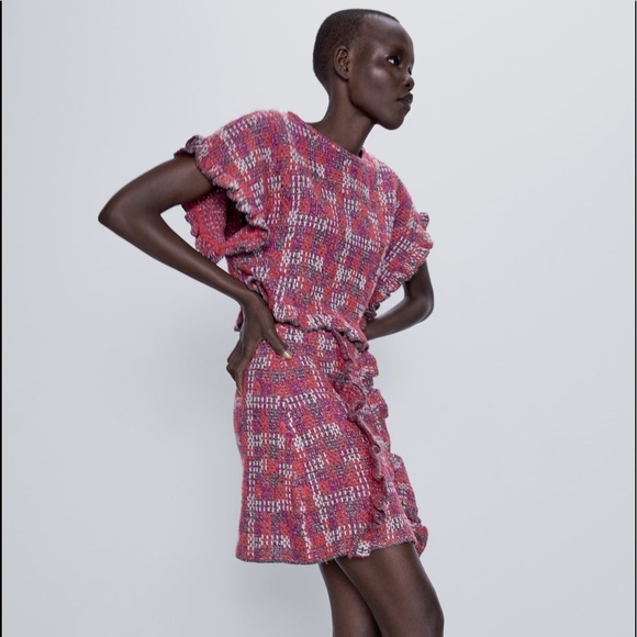 Zara RUFFLED KNIT Cropped TOP Sweater Multi Color - Picture 4 of 10